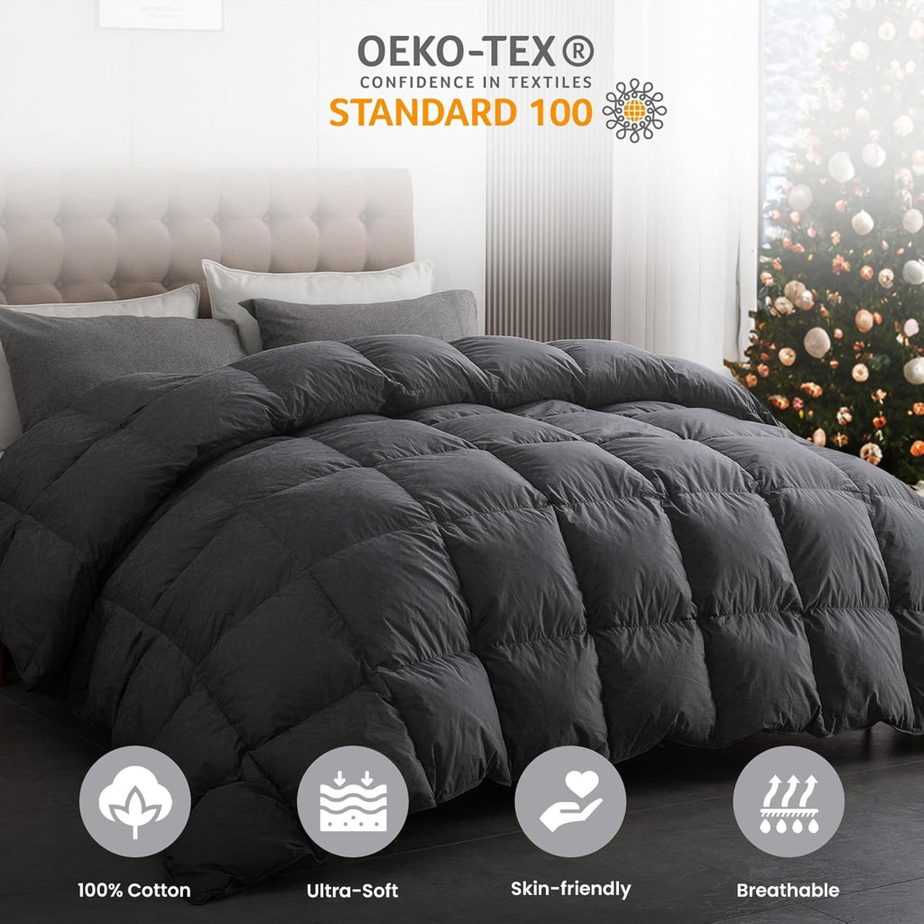 Goose Feather Down Comforter Full, All Season Luxury Hotel Fluffy Duvet Insert