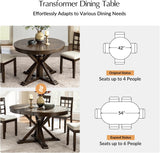 42"-54" Oval Round Extendable Dining Table, Farmhouse Solid Wood Expandable Kitchen Table with Leaves Space