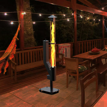 Outdoor Pellet Fire Pit - Spiral Swirling Flame Column with Glass Tube, Creates Cozy Patio & Garden Ambience