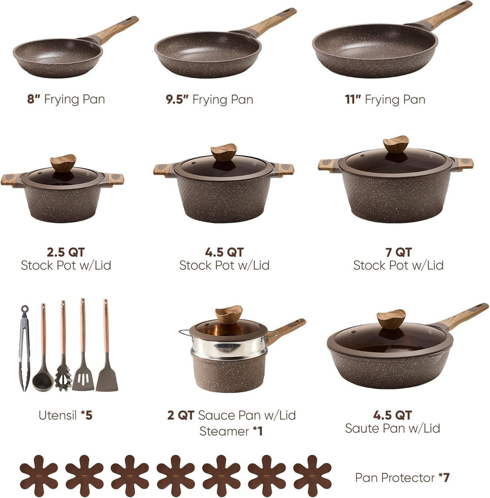 26pcs Pots and Pans Set, Nonstick Cookware Sets | Induction Kitchen Cooking Set, Special Texture Design, Ultra