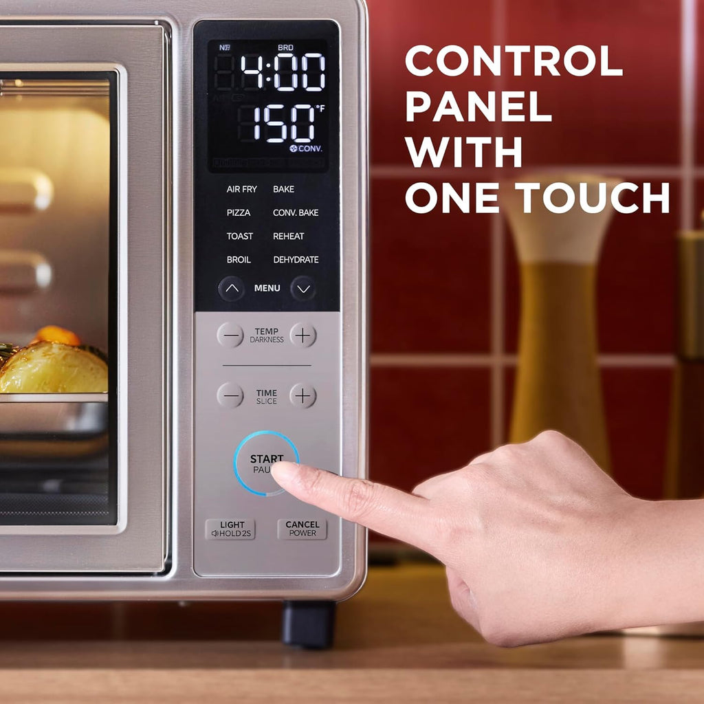 Flexify Slim 8-in-1 French Door Toaster Oven Air Fryer Combo, Compact Countertop Oven with Infrared SpeedHeat, 25