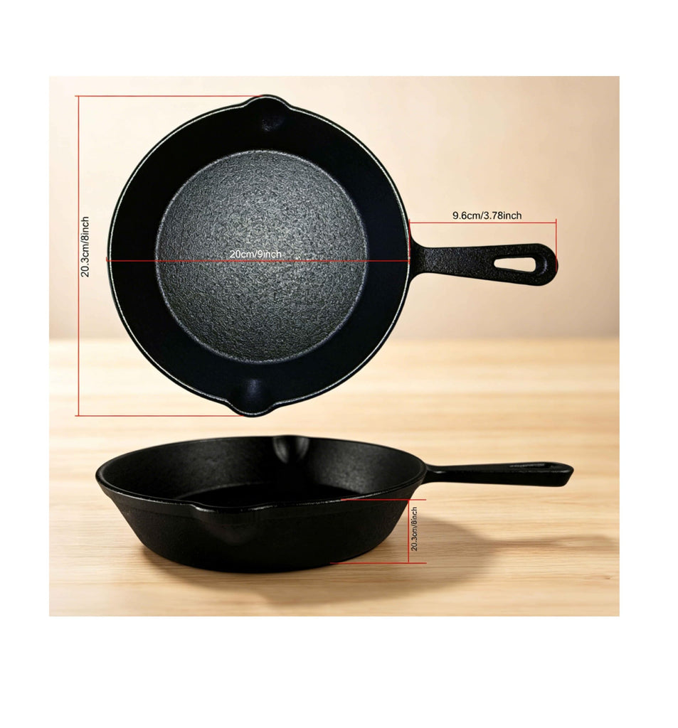 Pre-Seasoned Cast Iron Skillet, 8 Inch, Black