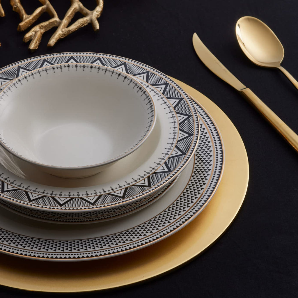 Globe 24-Piece Dinnerware Set for 6 People - Kitchen Dish Set for Salad, Soup, Pasta, Noodle & More - Modern Chic