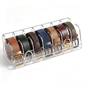 Acrylic Shelf Belt Organizer Display Holder 7 Slots for Women Closet