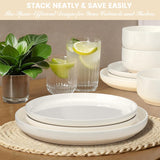 Plates and Bowls Sets, Dinnerware Sets for 4, 12 Pieces Scratch Resistant Dishware Dishes Set