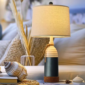 23.75" Table Lamp, Bedside Table Lamp, Farmhouse Lamp for Nightstand, Modern Coastal Nautical Lamp Decor, Ocean