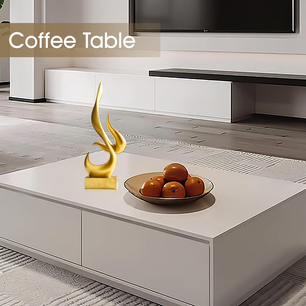 Abstract Sculpture Gold Decor: Flame Statue Resin Art Figurines Modern Home Decor TV Stand Office Shelf Accents