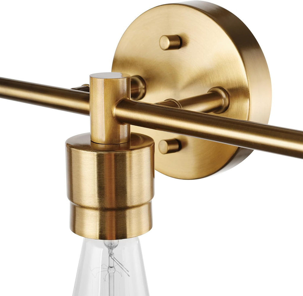 5-Piece Bathroom Accessory Set with 3-Light Vanity Fixture, Matte Brass Finish, Open Socket Design, Towel Bar, Towel