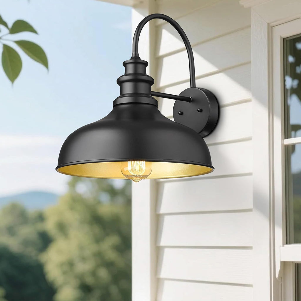 Exterior Farmhouse Barn Light Fixtures, Vintage Black Wall Sconces, E26 Socket Outdoor Wall Mount Lighting Fixture