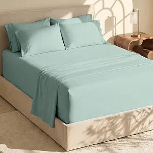 Bed Sheets, Luxury Soft 6 Piece Bed Sheet Set Extra Deep Pocket Fitted Sheets Fits Mattress up to 21", Double Brushed