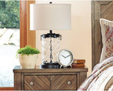 Signature Design by Ashley Tailynn Modern 25.25" Glass Table Lamp with Hardback Shade, Clear