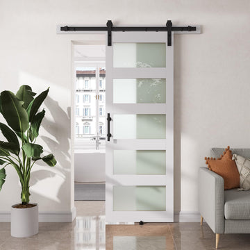 30" x 84" Glass Barn Door with 5FT Hardware Kit Included