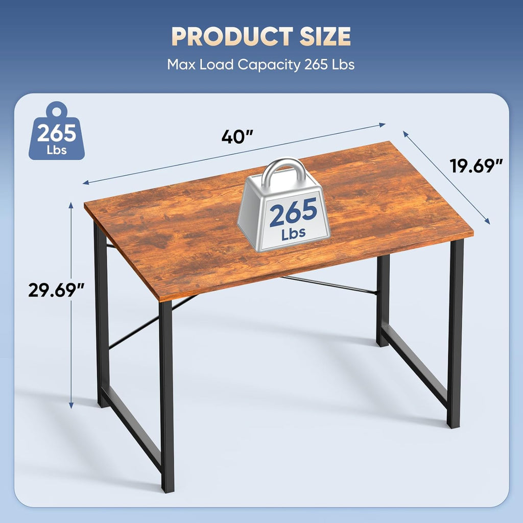 40 Inch Small Computer Office Desk Modern Simple Style Writing Study Work Table Bedroom - Modern Brown