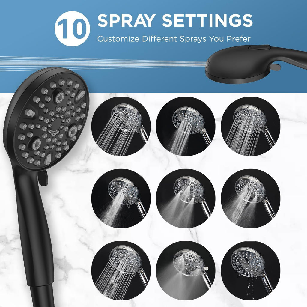 Dual Handheld Shower Head Combo, 2-in-1 Rain Shower Heads System 8 Inch Rainfall Shower Head and 10 Modes High