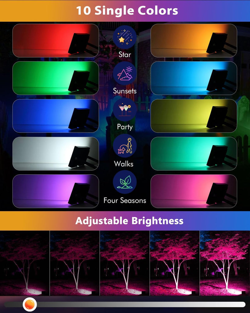 25W RGB LED Flood Lights Outdoor, 2500LM 250W Equivalent RGB Color Changing Flood Lighting with Plug, IP66 Waterproof
