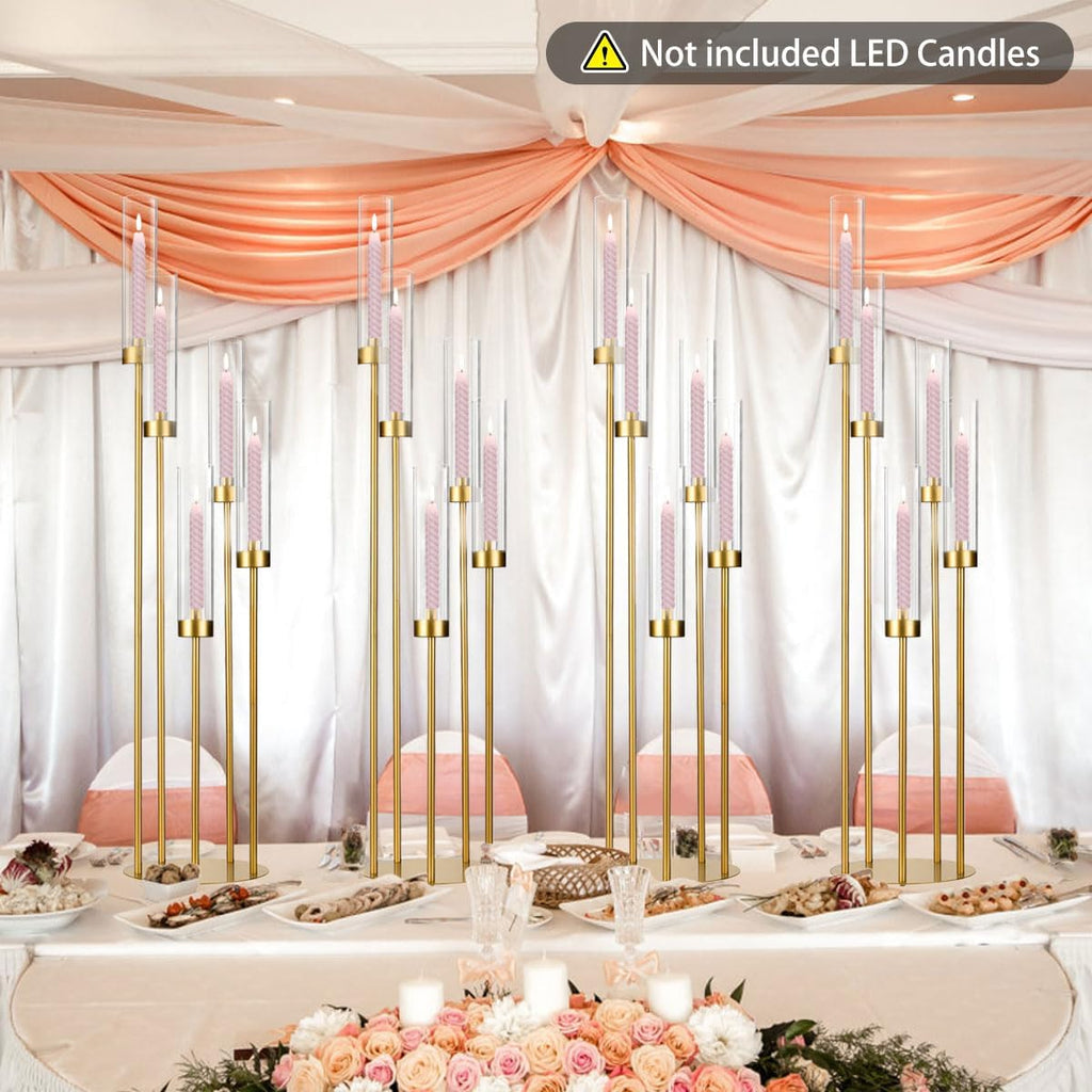 Gold Candelabra Centerpieces for Tables,Acrylic Candelabra 5 ArmConcert Party Housewarming Gifts centros de mesa para