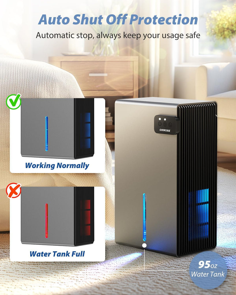 Dehumidifier, 95 OZ Dehumidifiers for Home (800 sq.ft)