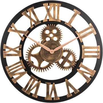28" Industrial Steampunk Vintage Retro Home Decor Wall Clock (28 inches, Roman-Anti-Bronze) *Note: Decorative Gears DO NOT Move*