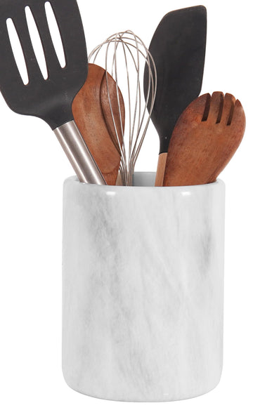 Marble Utensil Holder Kitchen Counter, 6.5 Inch Spoon Crock