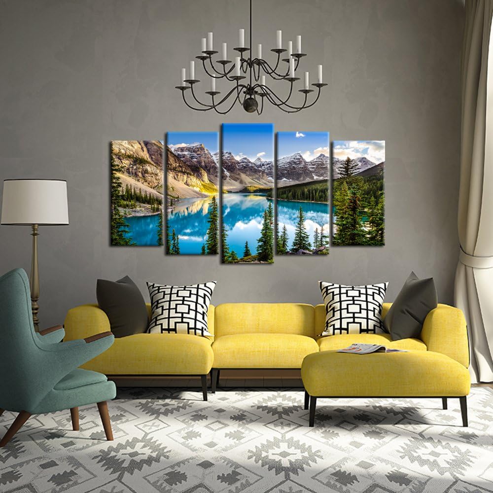 5 Pieces Canvas Prints Wall Art Canada Moraine Lake And Rocky Mountain Landscape Pictures Modern Canvas Painting