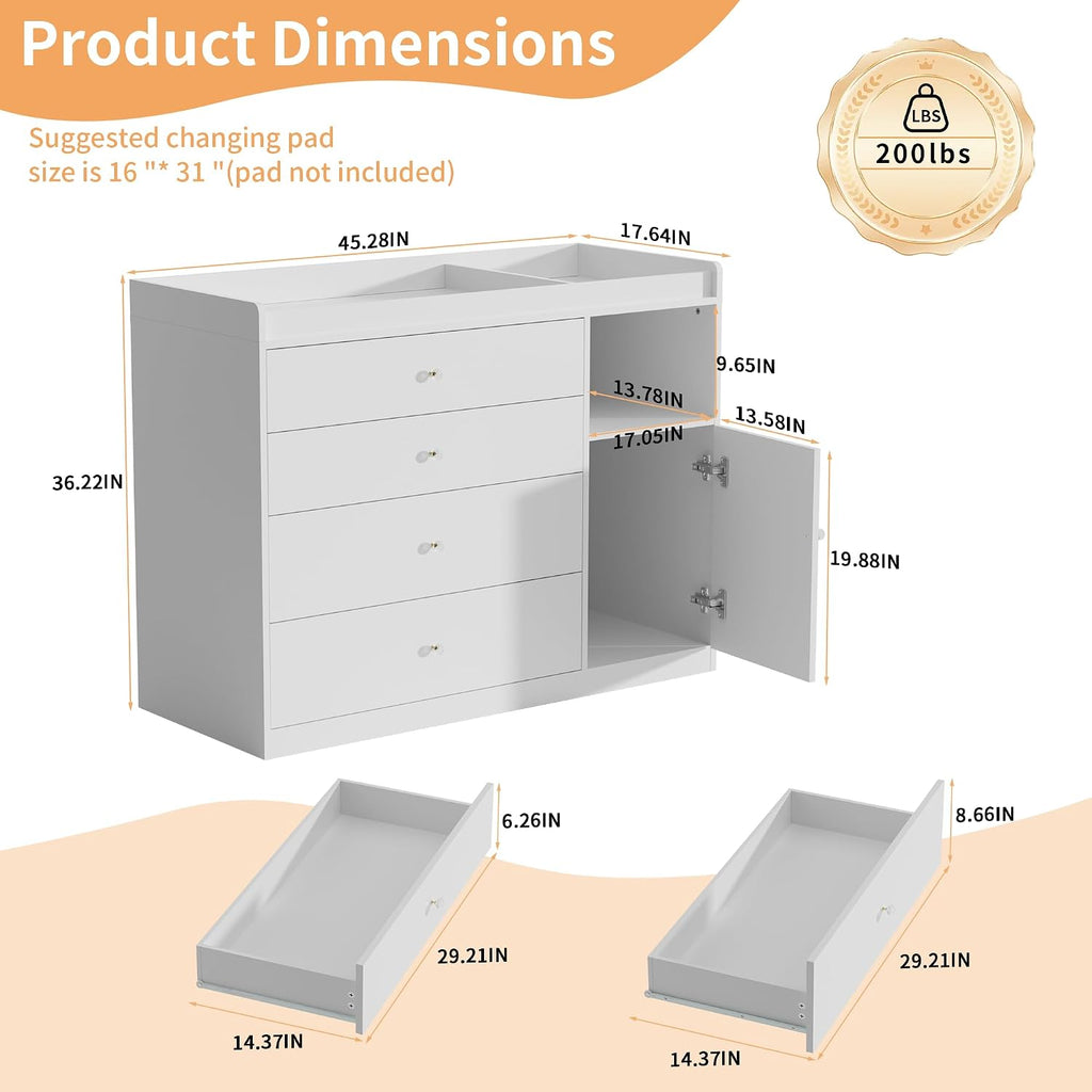 47.2" Diaper Changing Tables Changing Station Nursery Organizer