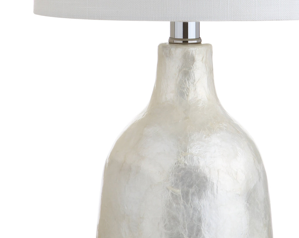 Lucille 21" Capiz Seashell Table Lamp, Pearl White