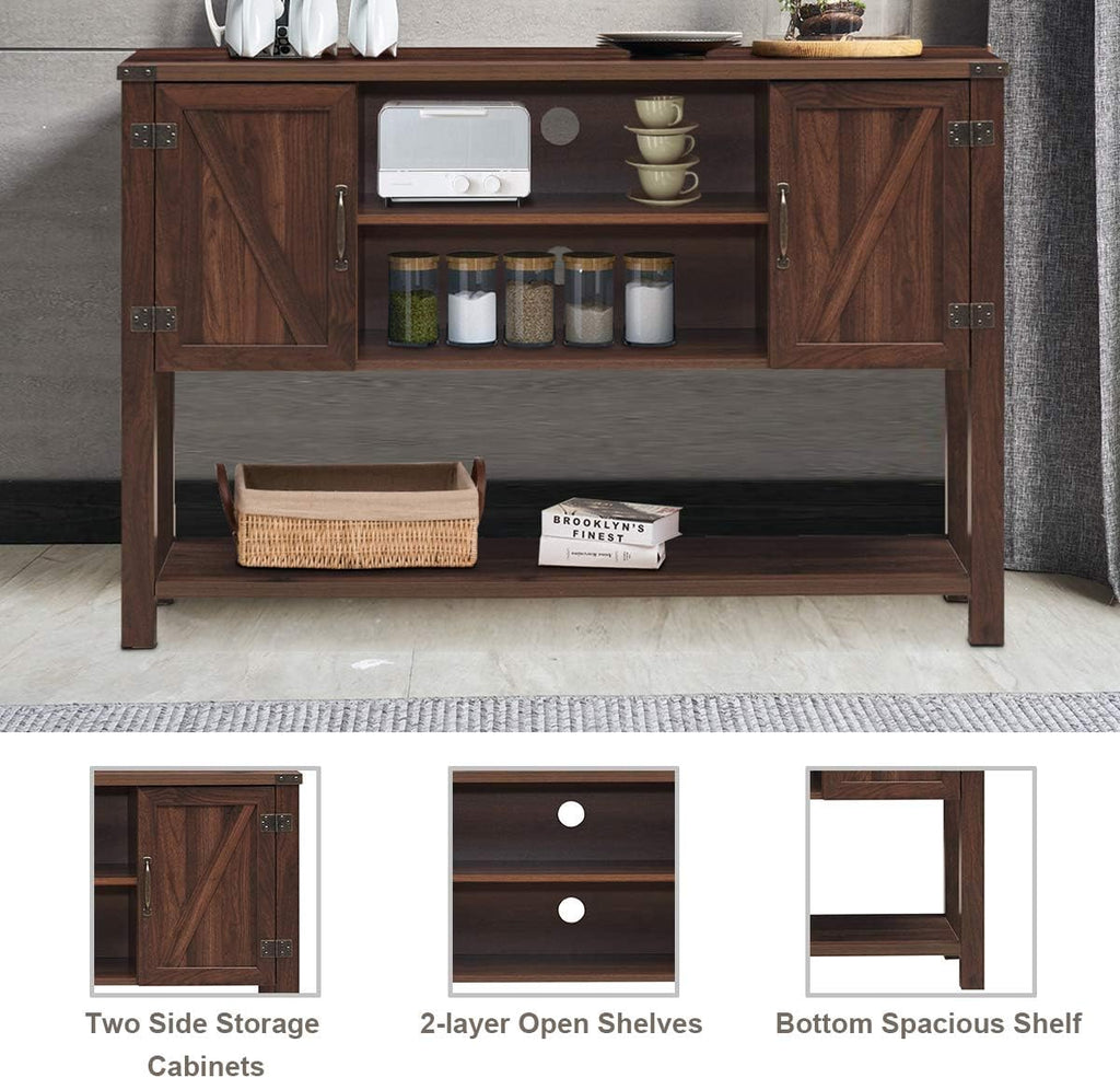 Console Table Buffet Table, Modern Sideboard with Storage Cabinets and Bottom Shelf