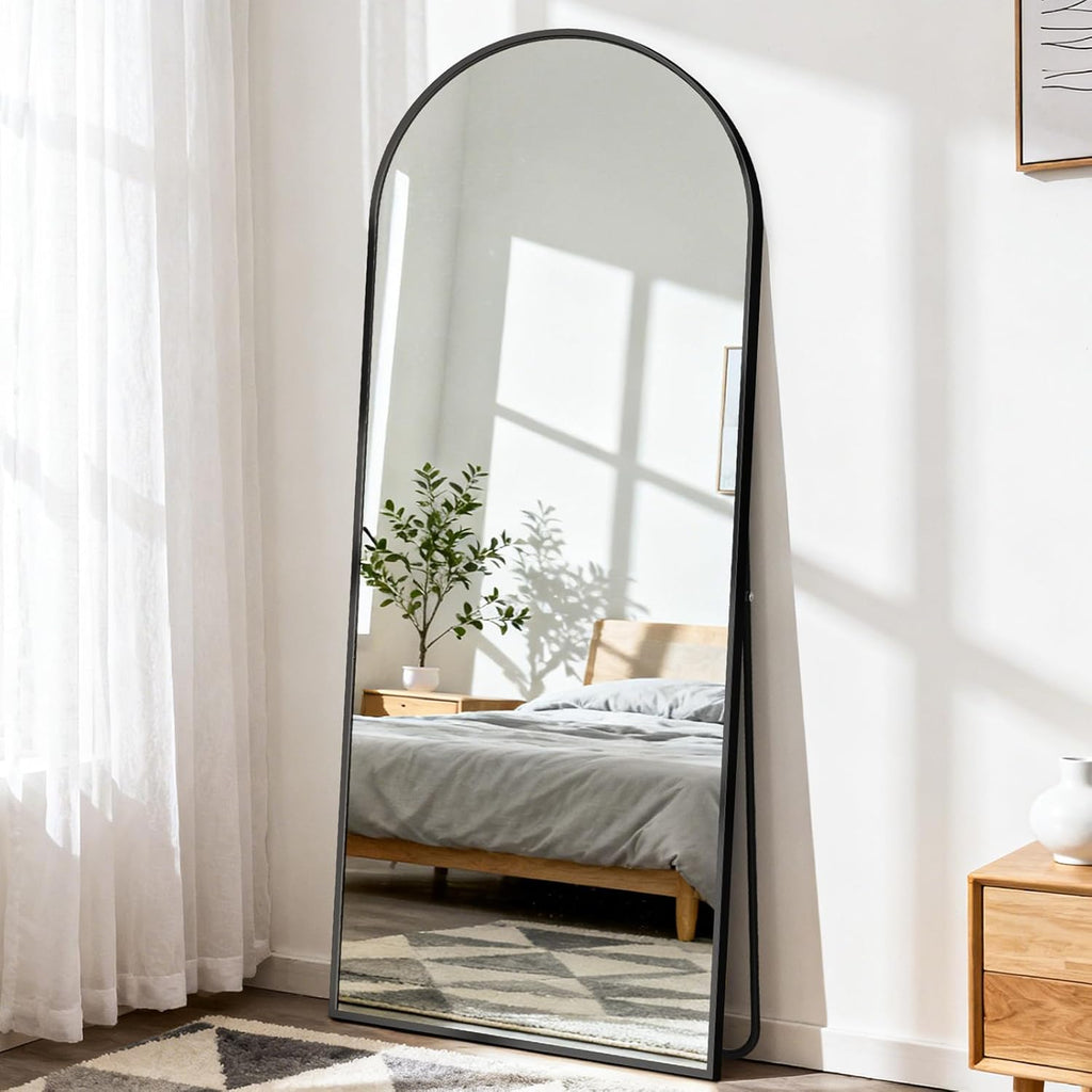 Arched Full Length Mirror with Stand 64"x21" Floor Standing Aluminum Frame Body Hanging Leaning Modern Simple Home