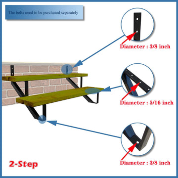 20 Inch Black Steel Stair Step Riser, 2-Step Metal Stair Stringer, 2 Pack Steel Stair Stringer for 20" Height Deck