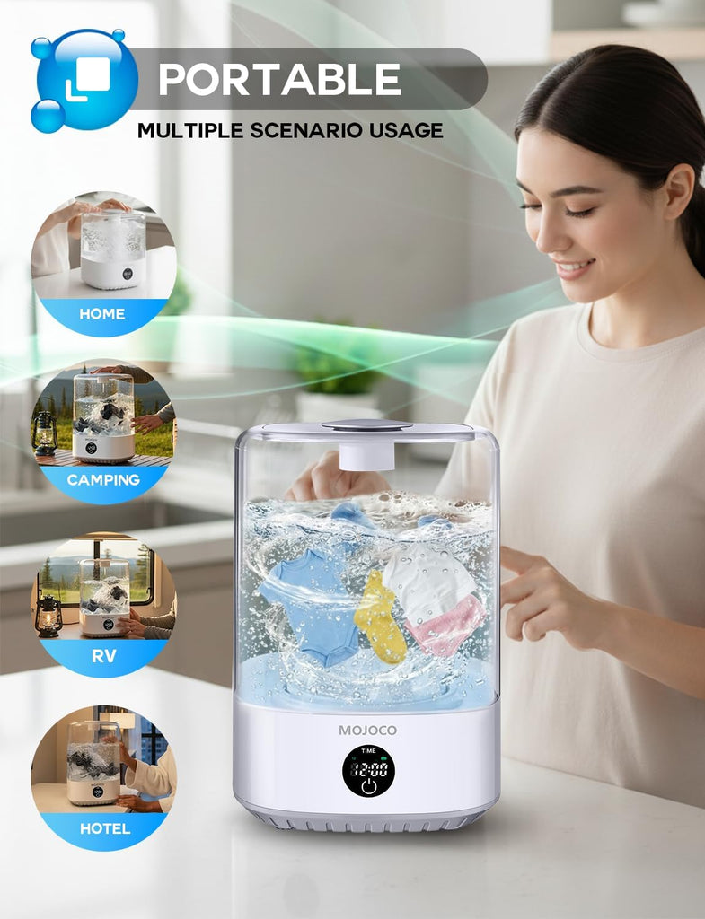 Mini Washing Machine - 4L Small Portable Washing Machine with 3 Wash Modes for Underwear, Socks & Baby Clothes