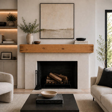 Fireplace Mantel, Distressed, Rustic, Floating Shelf, Modern, Real Wood. (48Lx6Hx8D, Brown)