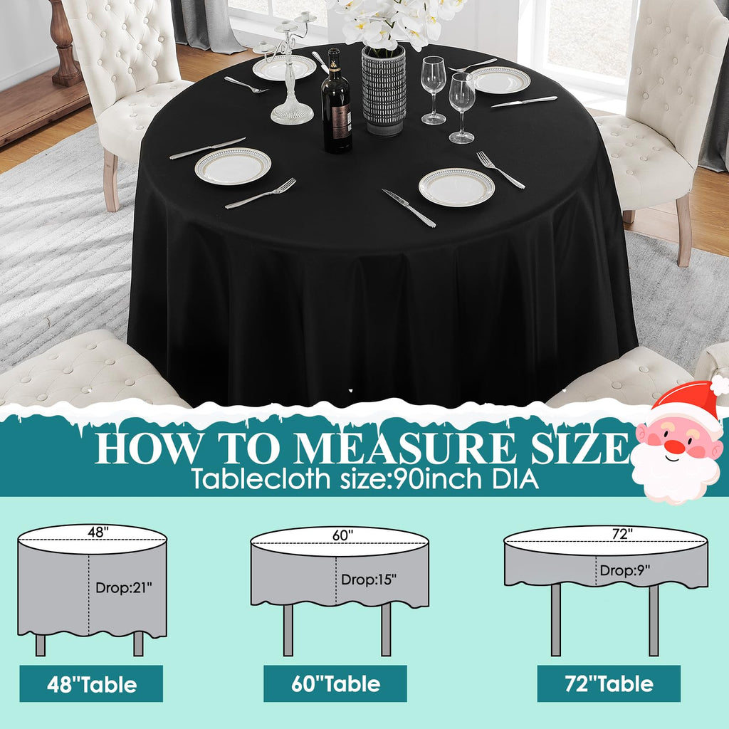 Classic Series 1 Pack 90inch Round Polyester Table Cloth, Black