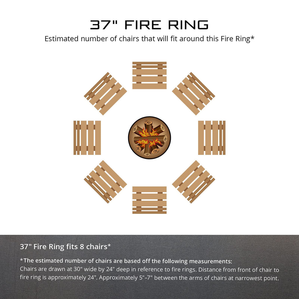 Moonlight Gathering Unpainted 12 in. Tall 37 in. Diameter Outdoor Fire Ring - 37 x 37 x 12 in. - Rustic Black