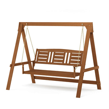 Hardwood A-Frame Porch Swing, 3-Seater, Natural