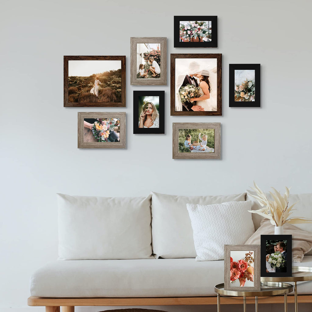 Gallery Wall Frame Set, Picture Frames Collage 10-Pack for Wall or Tabletop with 8x10 5x7 4x6 Frames in 3 Different