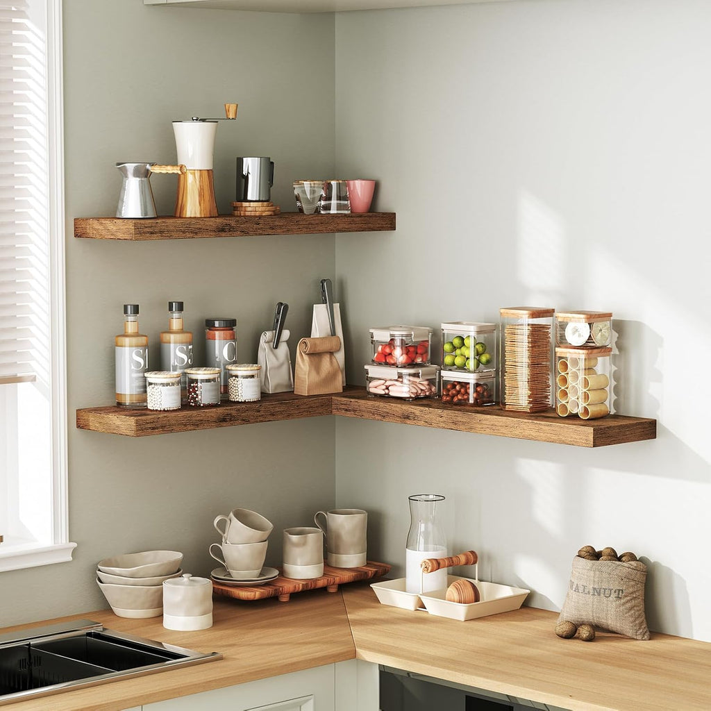 Floating Shelves for Wall, 23.6" Wall Shelf Set of 3 with Invisible Brackets, 1.5" Thick Hanging Shelves Farmhouse