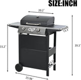 3-Burner Propane Gas Grill, 26,000 BTU Stainless Steel BBQ Grill with Porcelain-Enameled Cooking Grates, Built-In Thermometer, Side Shelf & Wheels for Patio and Backyard