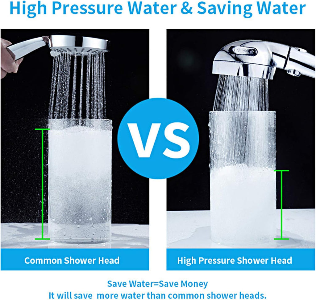 Chrome High Pressure Handheld Shower Head with ON/OFF Pause Switch, 3 Spray Modes Shower Wand with Shut Off Button