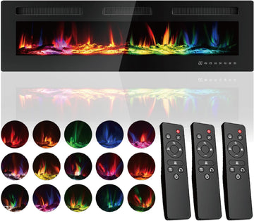 60" Electric Fireplace Insert| Wall Fireplace Electric with 3 Remote Controls |36 Custom Flame Effects