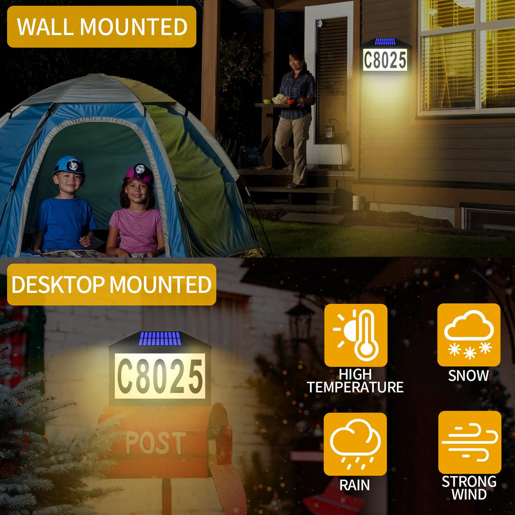 Solar House Numbers, Lighted Solar Address Number with Remote Control