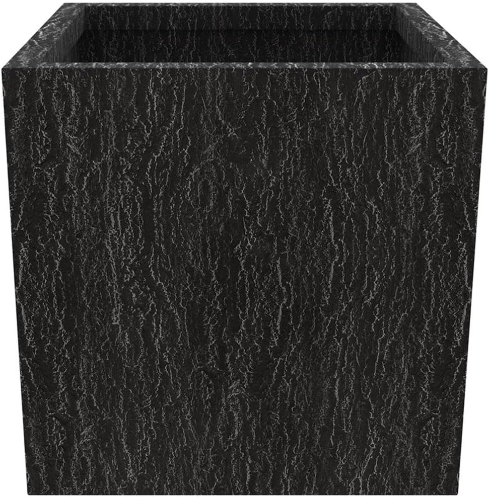 Verdura Mid-Century Modern Fiberstone and Clay Planter - Weather Resistant Square Planter Pot with Drainage Holes for
