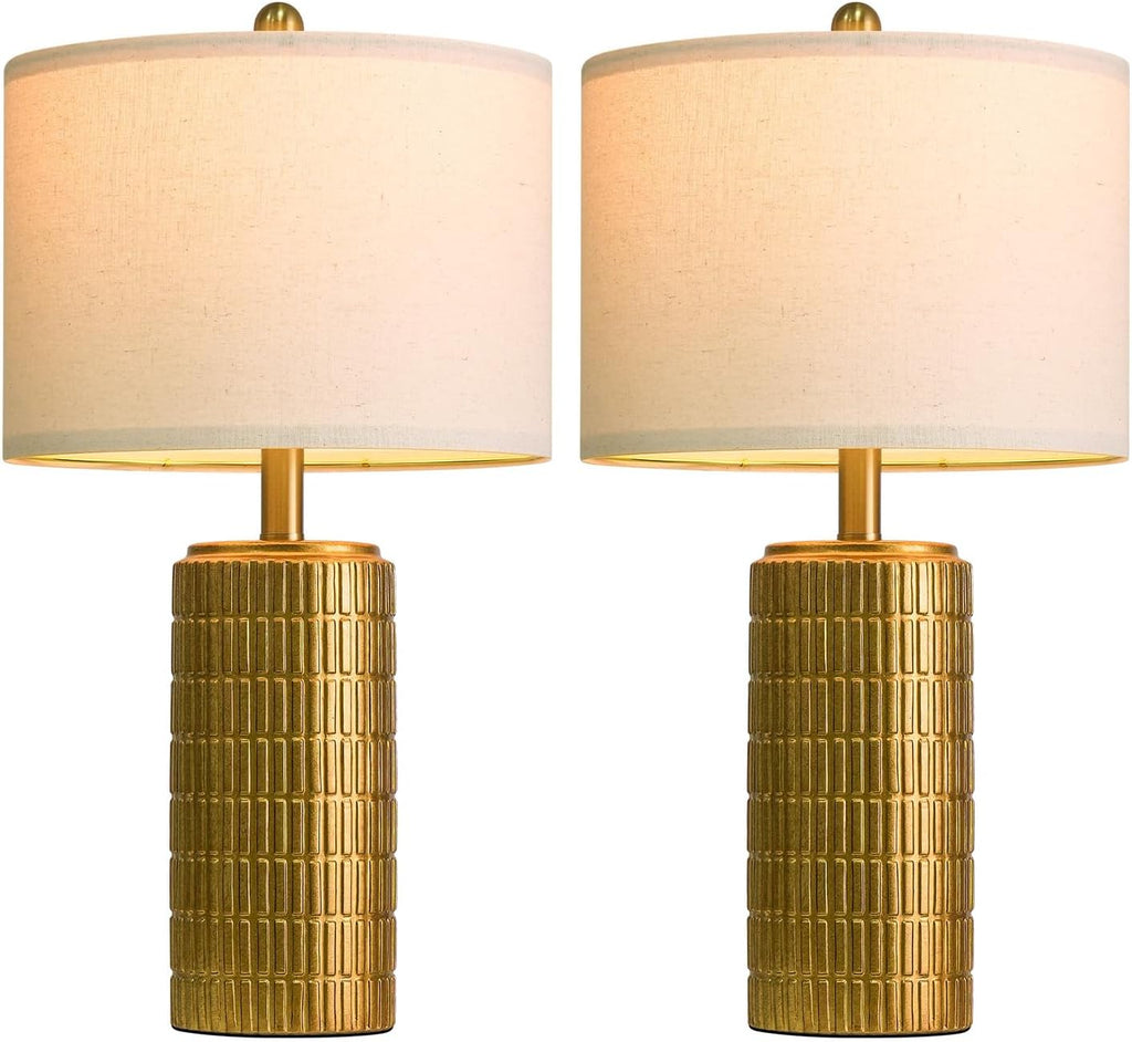 23" Brass Gold Ceramic Table Lamps, Retro Warm Gold Lamps, Vintage Bronze Decorative Lamps