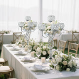 5-Arm Crystal Candelabra Centerpiece 23.2" Tall - Elegant Candle Holder Stand with Crystal Bowl, Chic Table Decor for