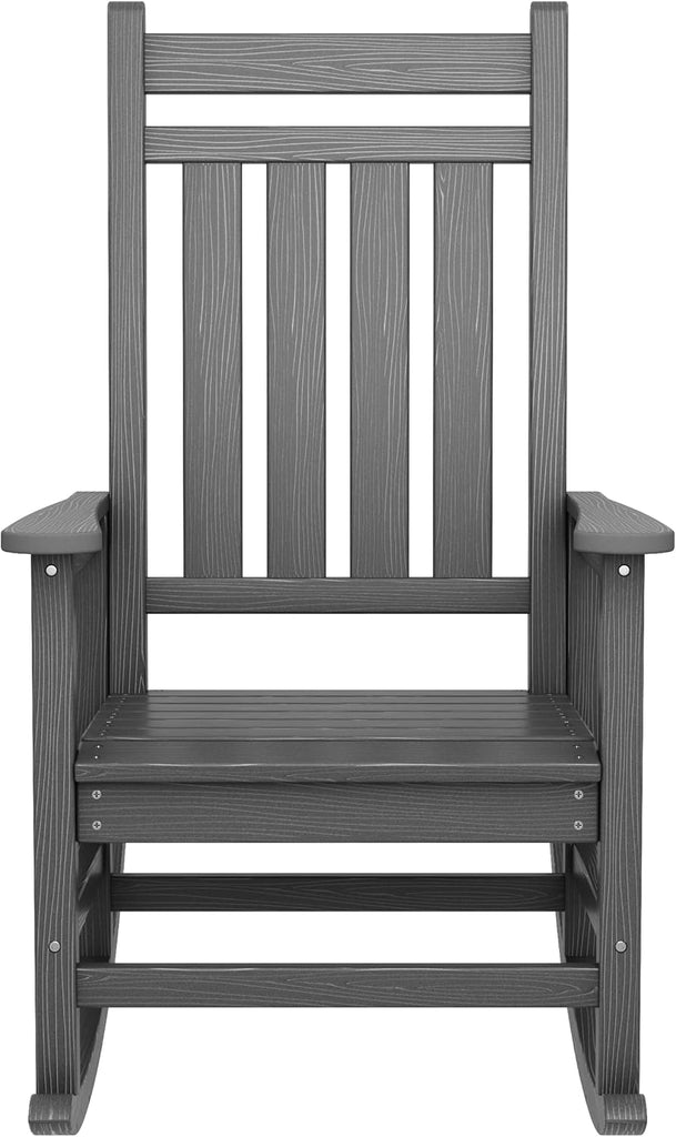 Outdoor Rocking Chair Set of 2, HDPE Rocking Chairs for Adult, Grey | 21.1" Widened Seat adds Extra Comfort