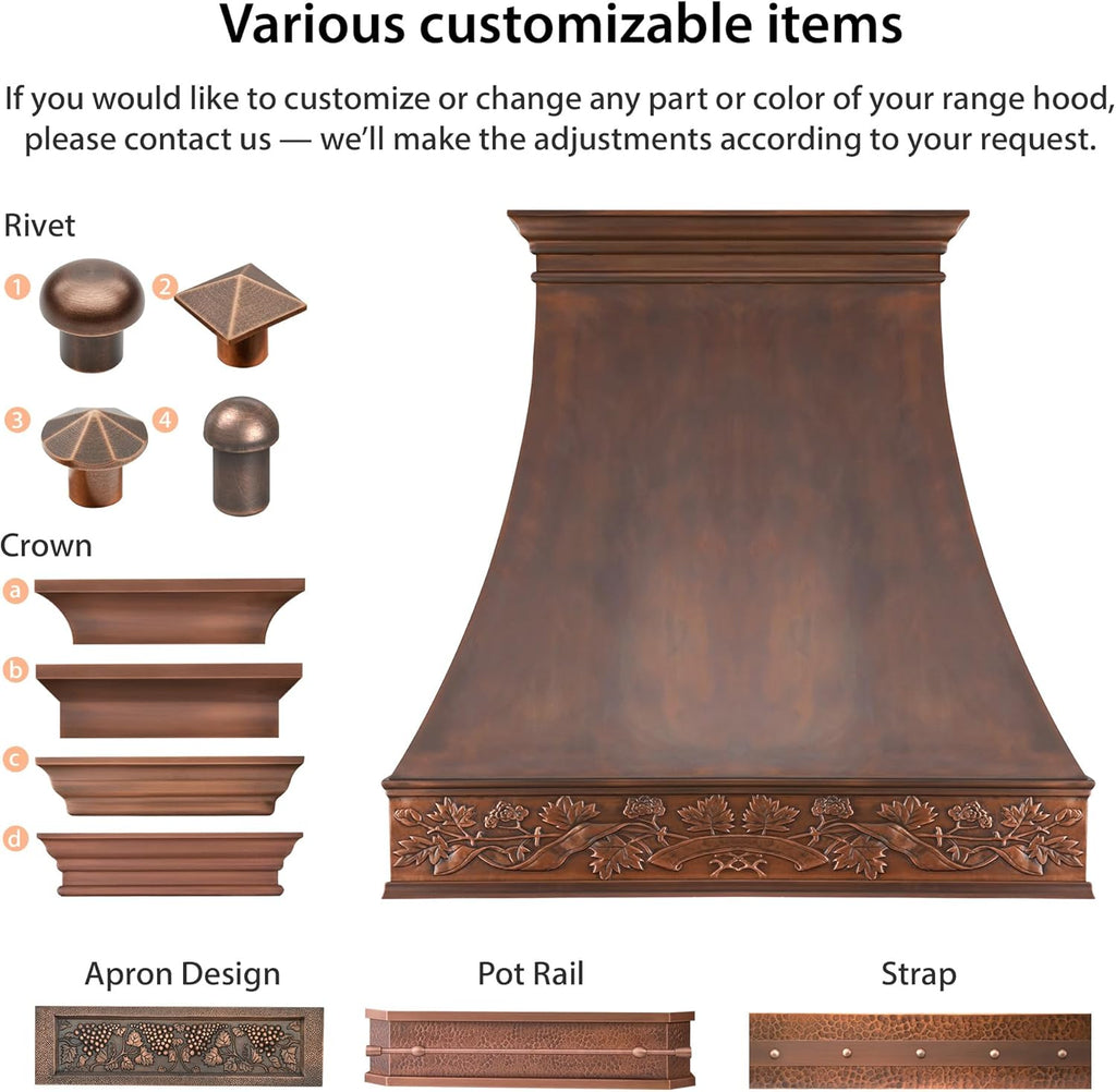 Copper Range Hood Insert
