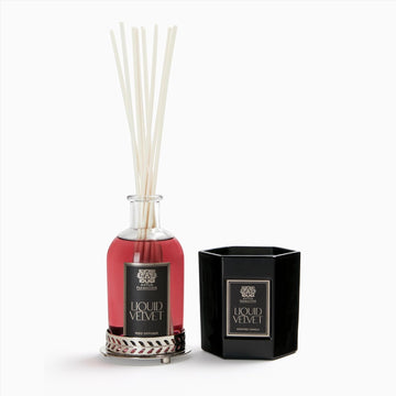 Nickel Home Ambiance Gift Set - Luxury Scented Candle (9 oz), Reed Diffuser (8.4 fl oz) & Nickel-Plated Tray - Home - Set of 3