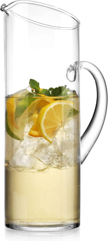 Glass Water Pitcher with Spout - Elegant Serving Carafe for Water, Juice, Sangria, Lemonade, and Cocktails
