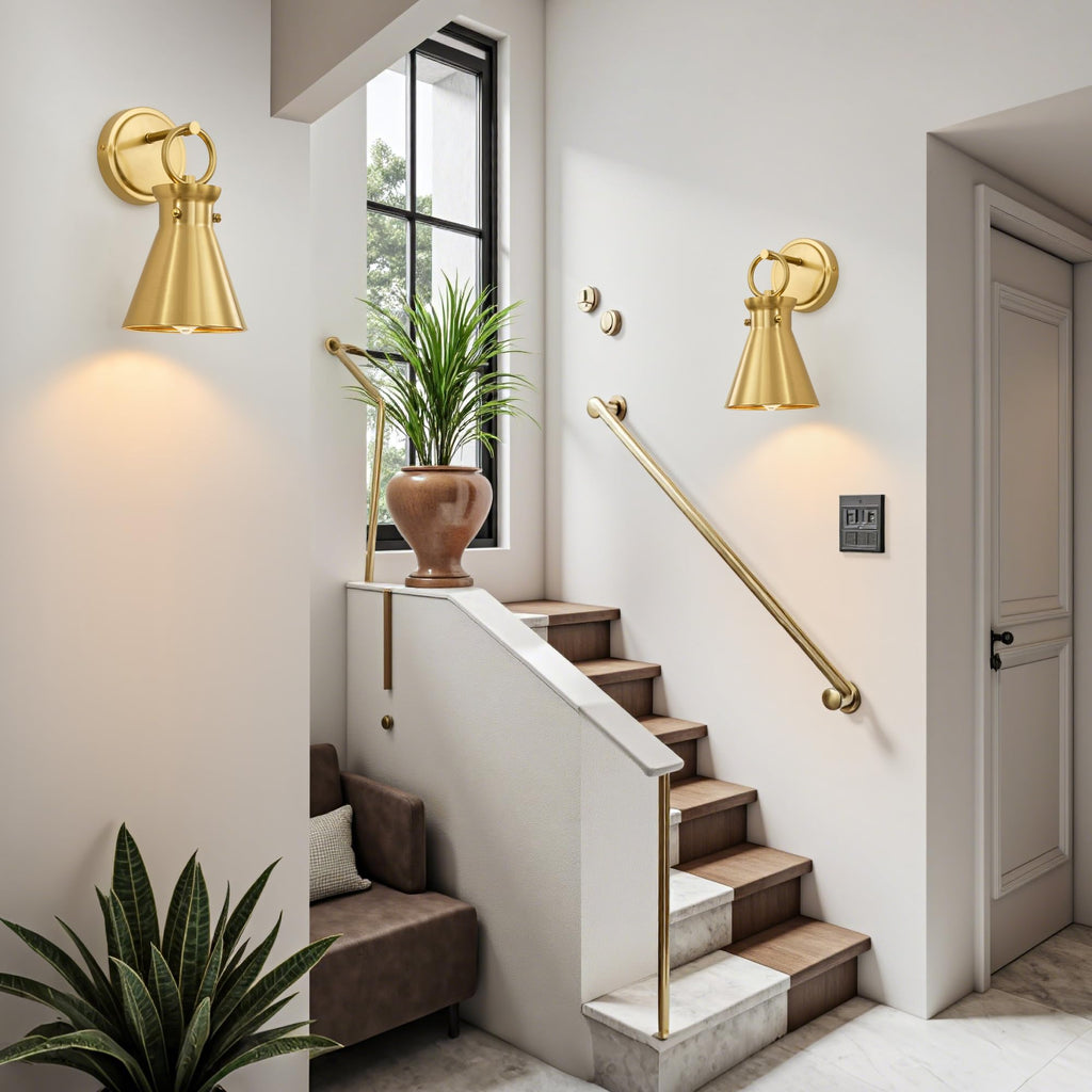 Wall Sconce 6" Gold Metal Shade, 1 Pack
