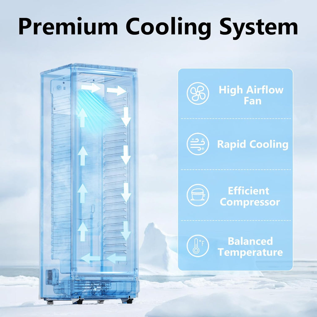 7 Cu.Ft Commercial Refrigerators, Display Fridge with Locking, Key & LED, Outdoo