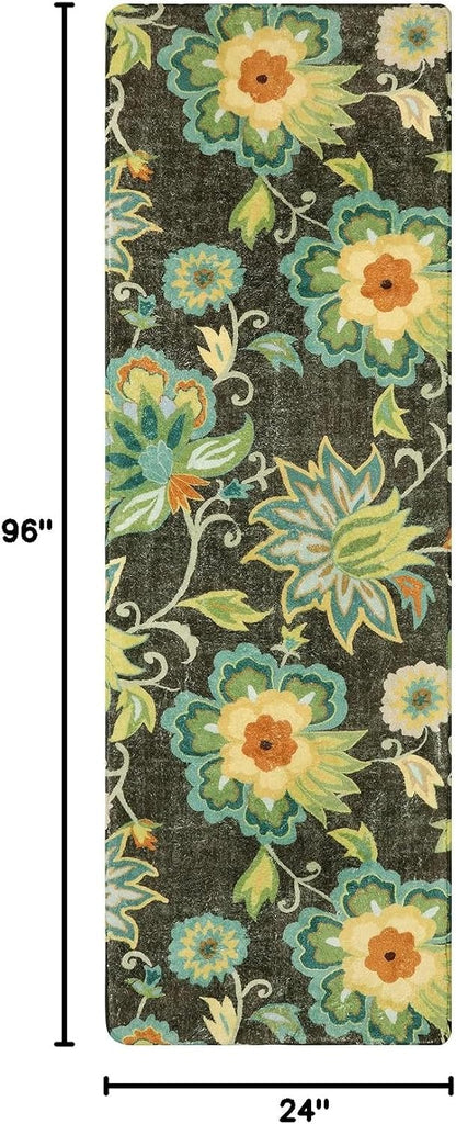 Floral Kitchen Runner Rug- 2x8 Runners for Hallways Non-Slip Washable Rug Runner Throw Low-Pile Entryway Laundry